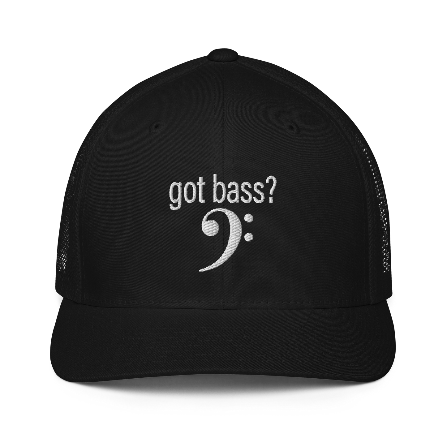 "got bass?" Trucker Hat (Black)