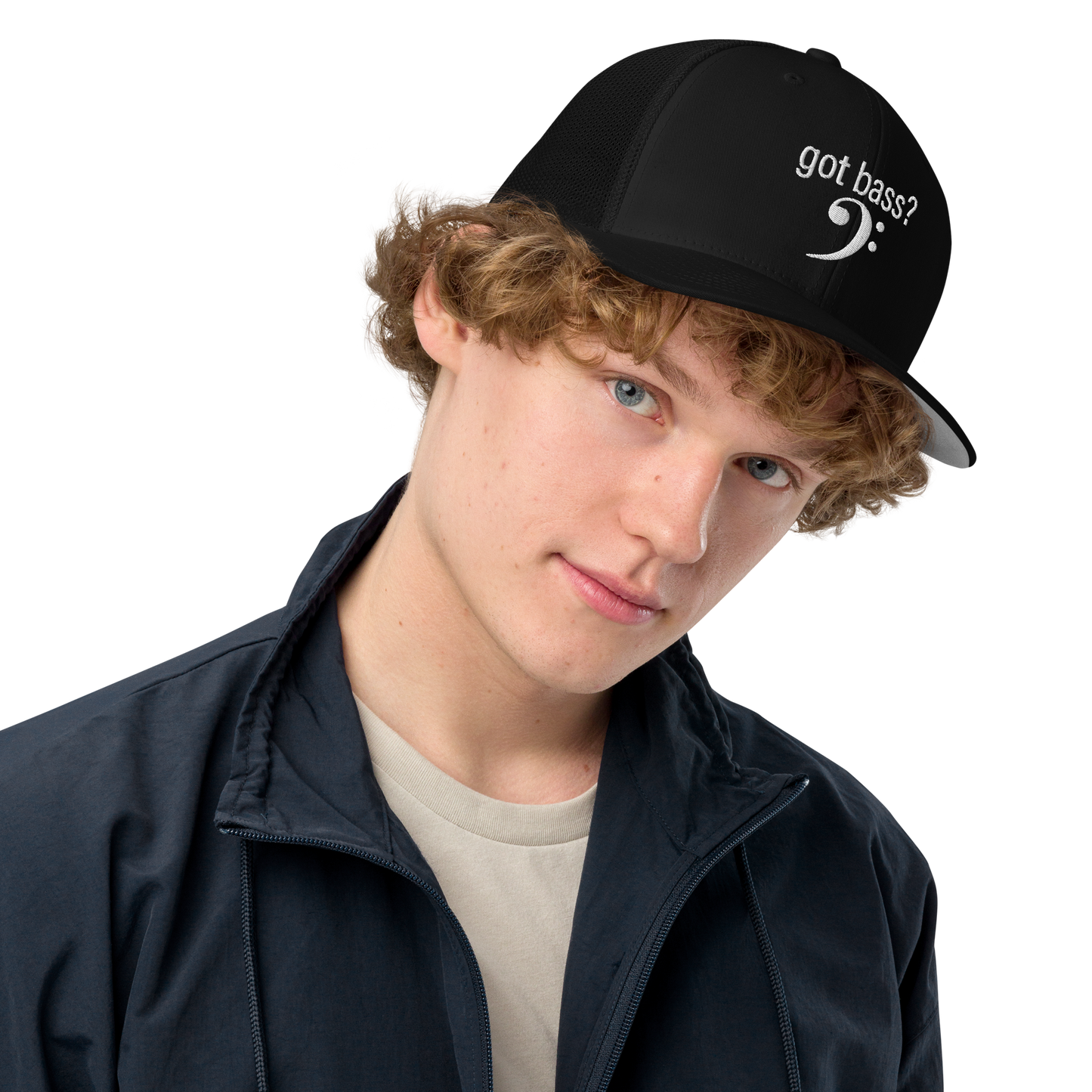 "got bass?" Trucker Hat (Black)