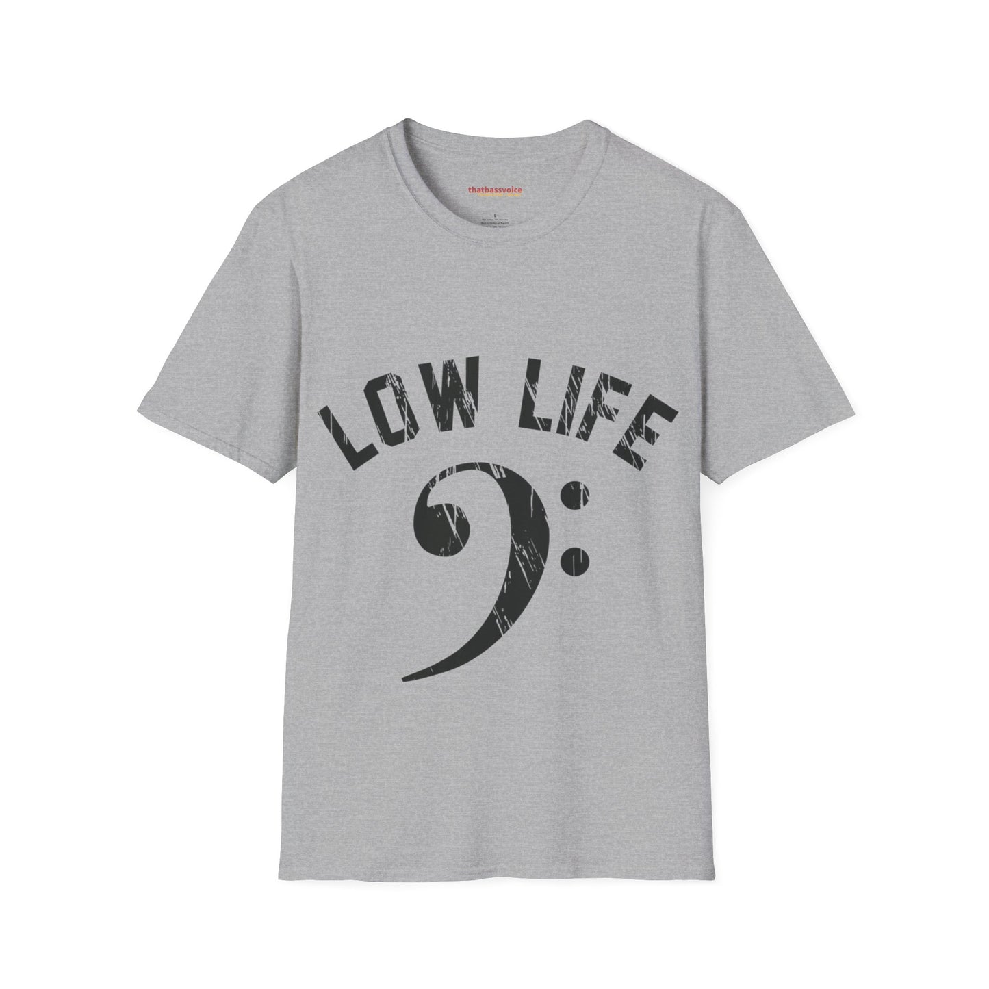 "Distressed- BLACK Low Life" Unisex Softstyle T-Shirt