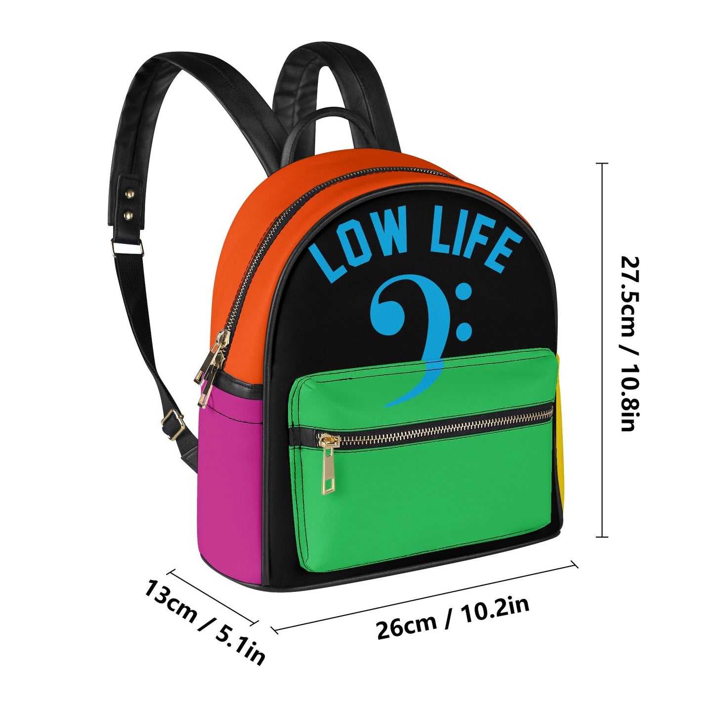 "Low Life" Rainbow Casual PU Backpack
