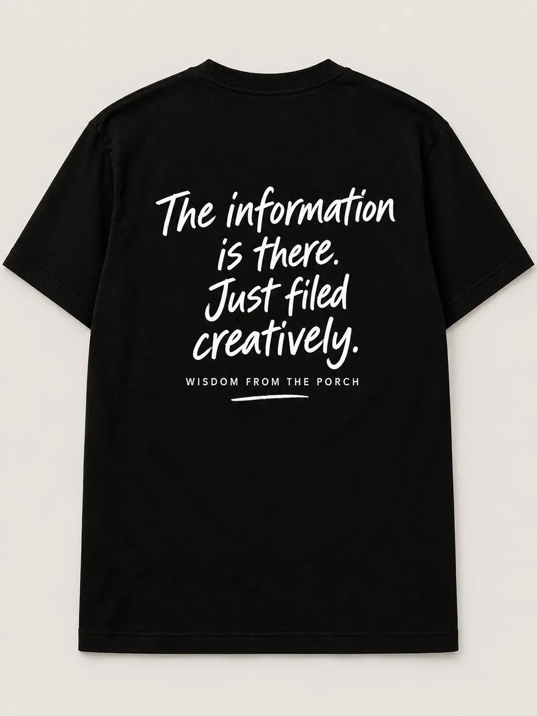 Back mockup: The information is there. Just filed creatively.