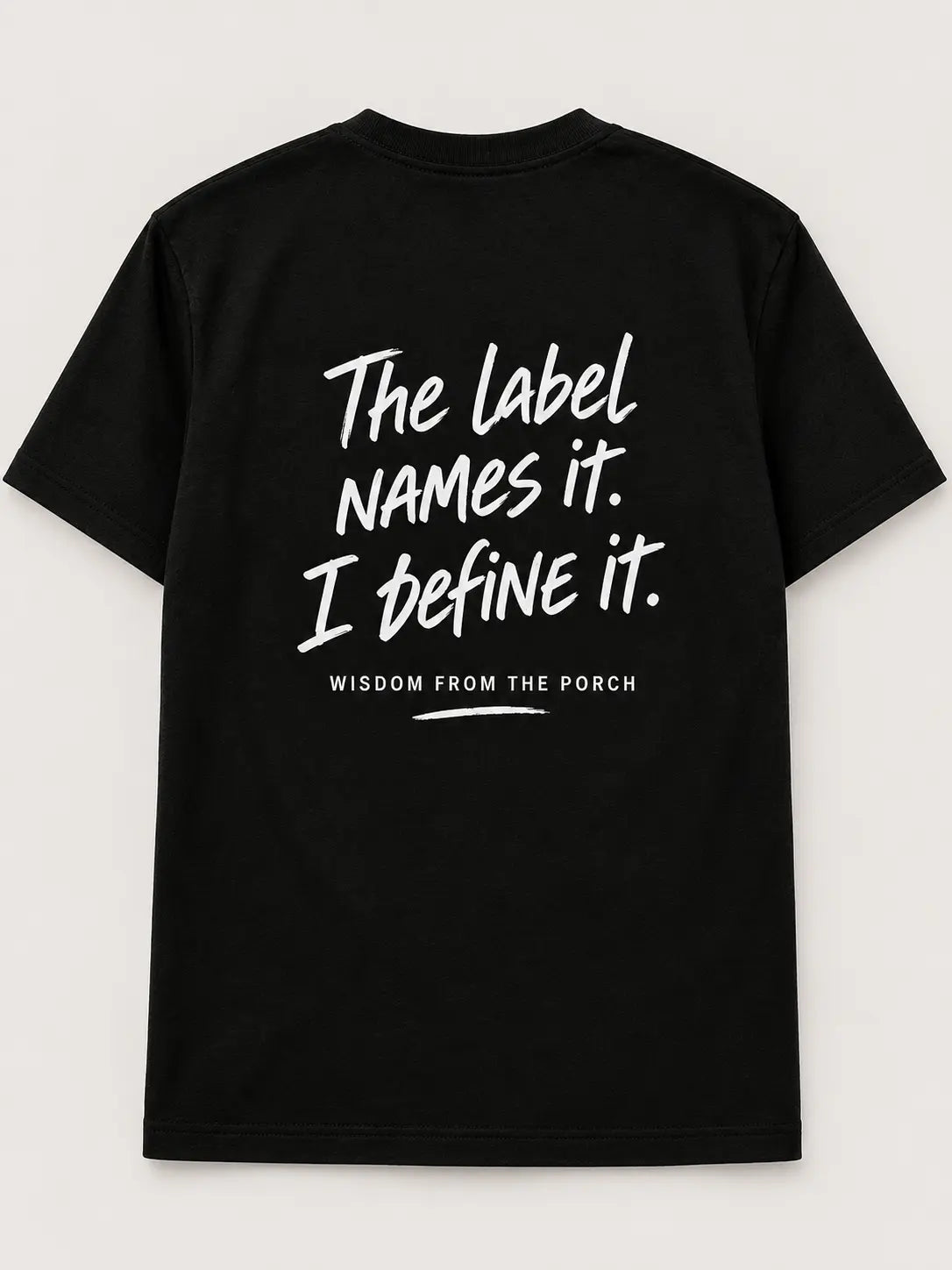 Back mockup: The label names it. I define it.