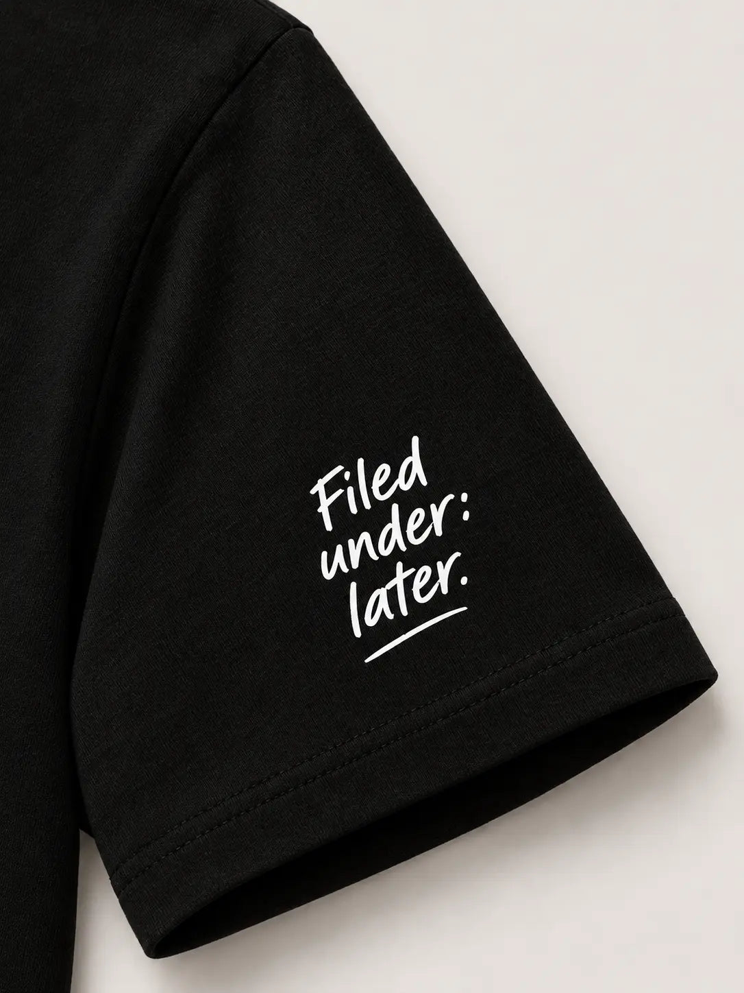 Sleeve mockup: Filed under: later.
